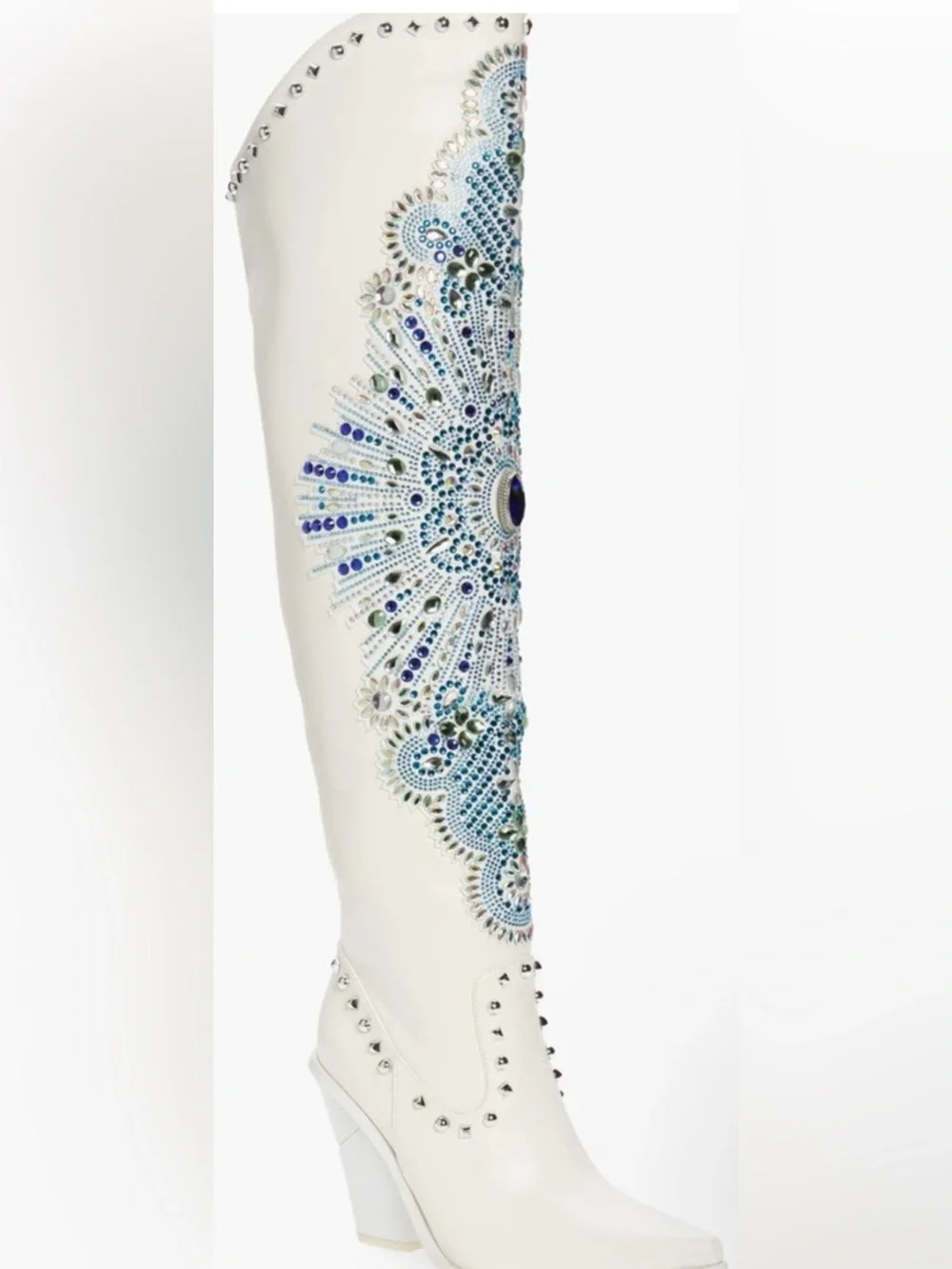 Azalea Wang Axelbeat Western Knee High Boots Faux Leather W/Rhinestones Size 8.5